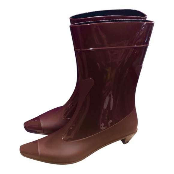 Jeffrey Campbell Glossy - Burgundy Rain Boots Size 8 - Picture 5 of 5